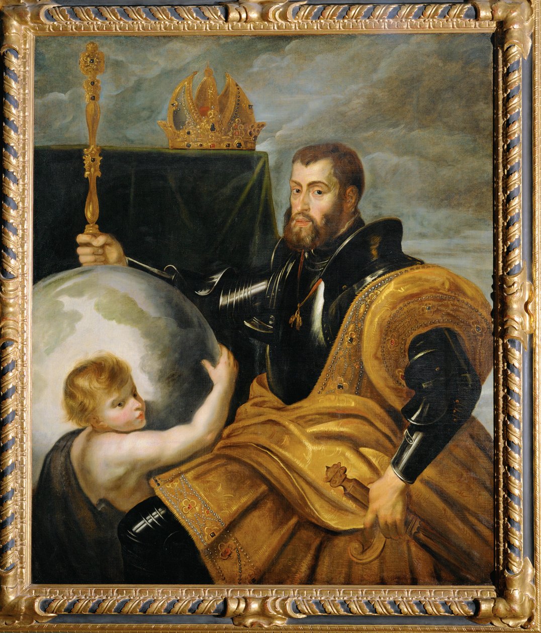 Keizer Karel V als meester van de wereld, ca. 1607 (schilderij op doek) door Peter Paul Rubens