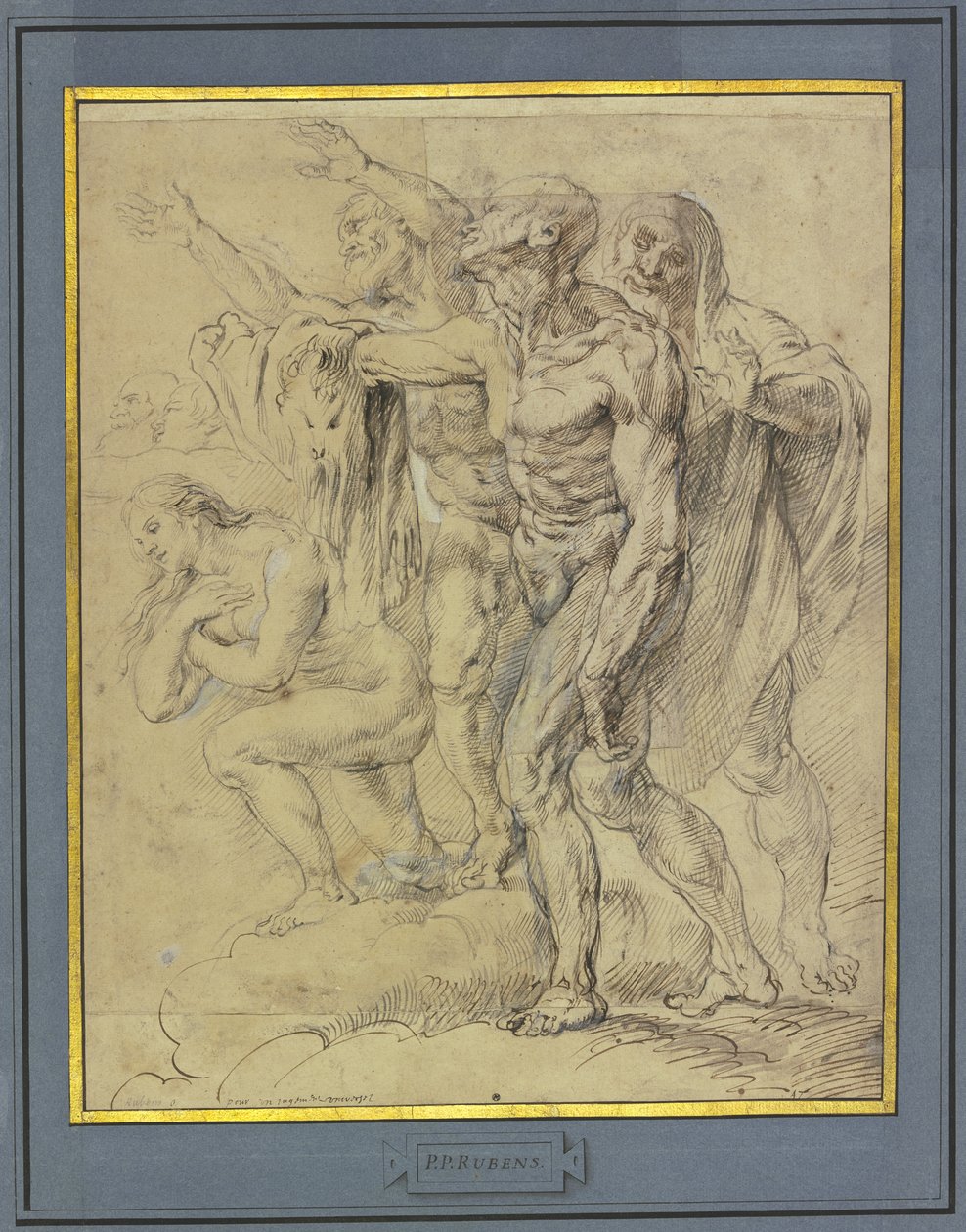 Eva, Maria Magdalena, der Heilige Bartholomäus und ein weiterer für ein Jüngstes Gericht door Peter Paul Rubens