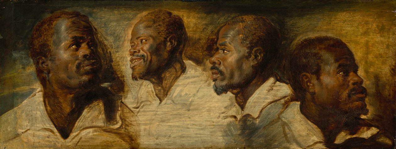 Vier studies van een mannenhoofd door Peter Paul Rubens