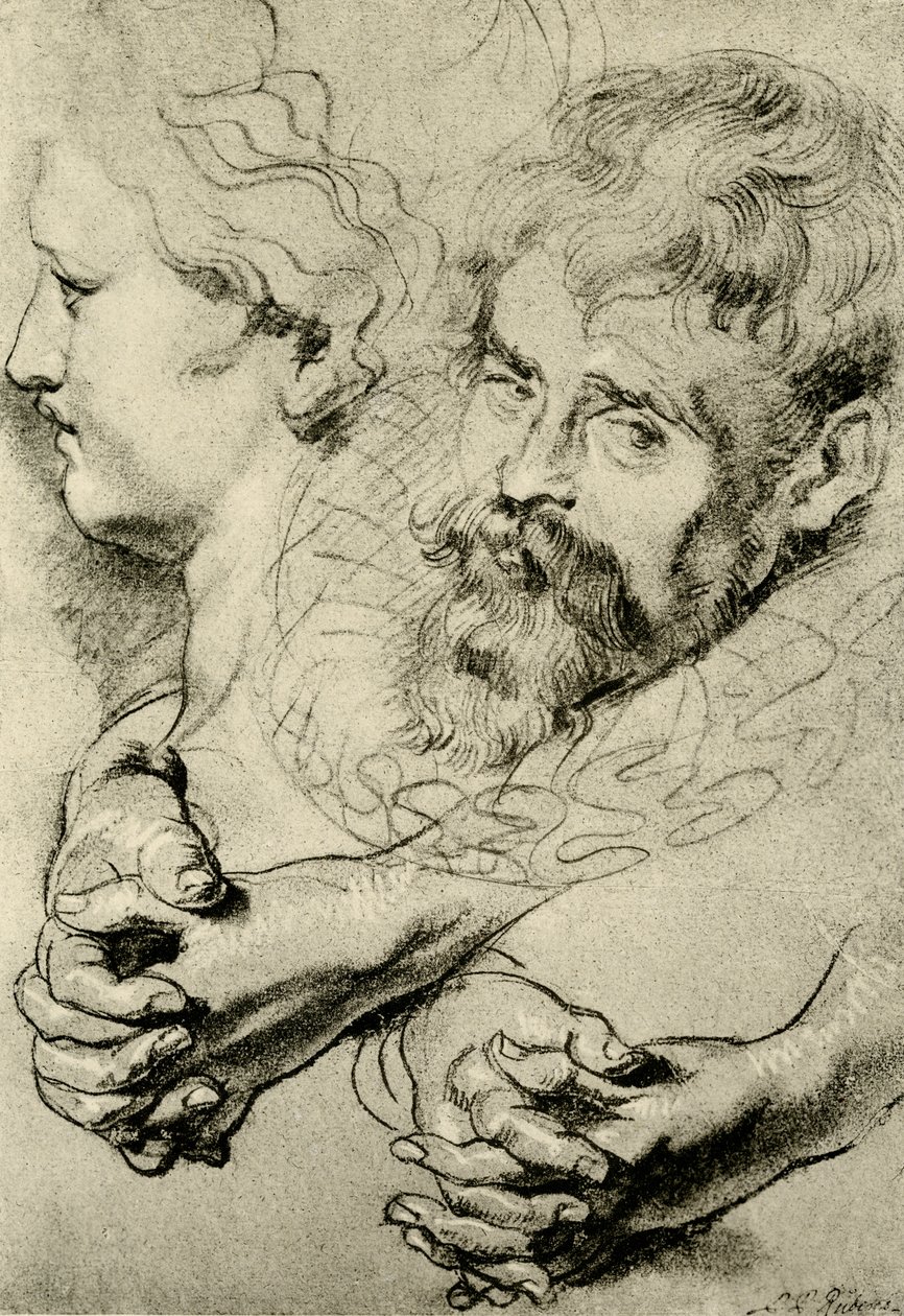 Hoofd- en handstudies door Peter Paul Rubens