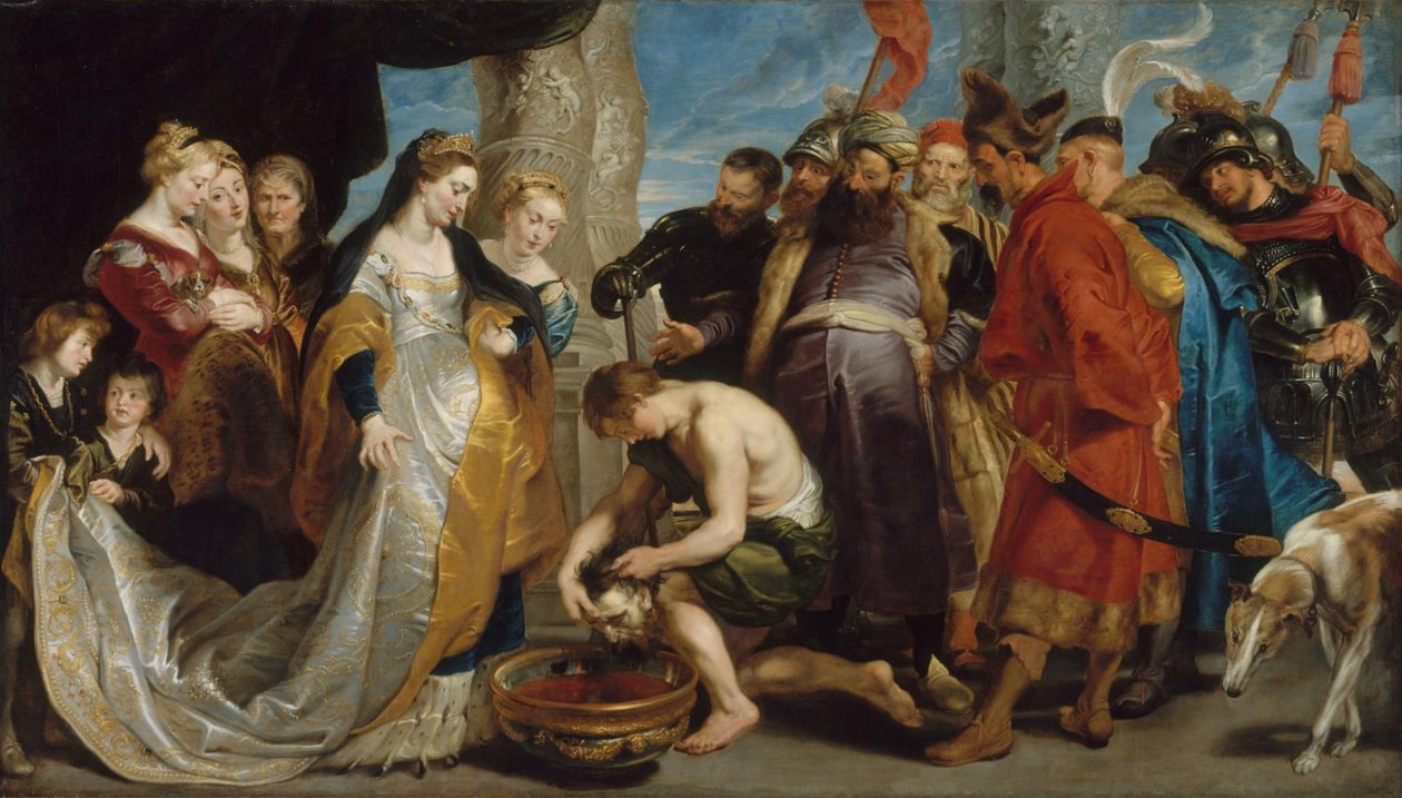 Hoofd van Cyrus naar koningin Tomyris gebracht door Peter Paul Rubens