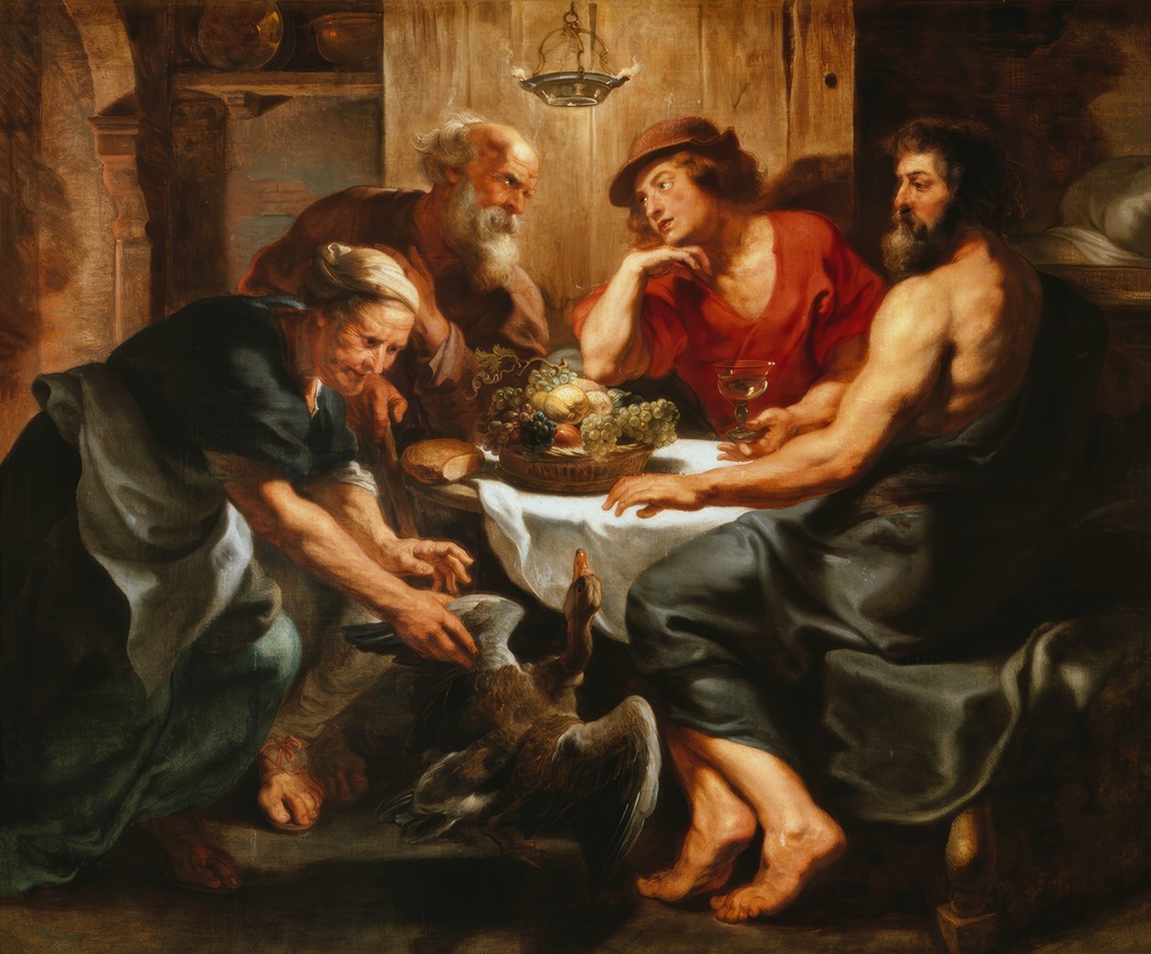 Jupiter en Mercurius bij Philemon en Baucis door Peter Paul Rubens