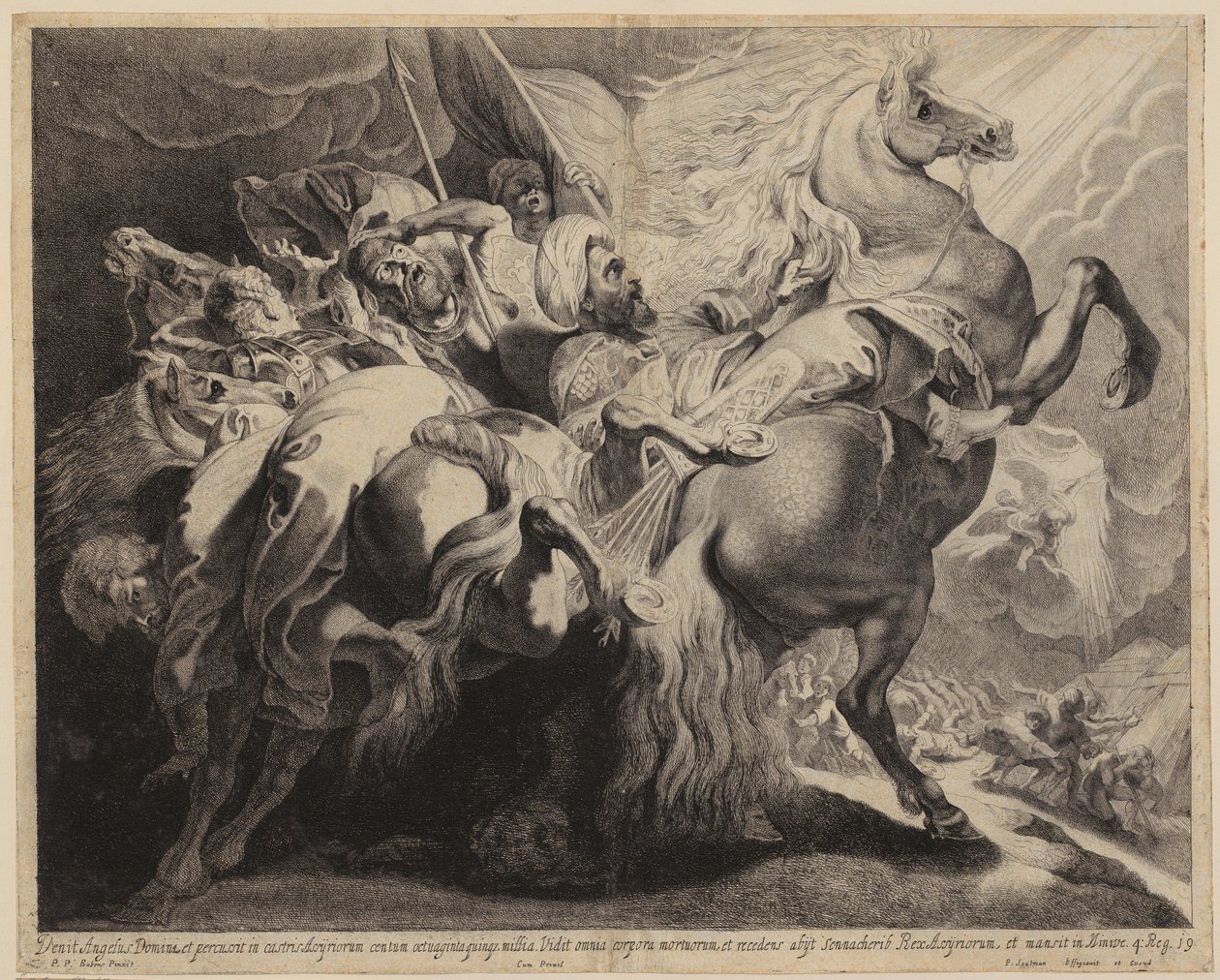 Sanherib, koning van het Assyrische Rijk, valt van zijn paard door Peter Paul Rubens