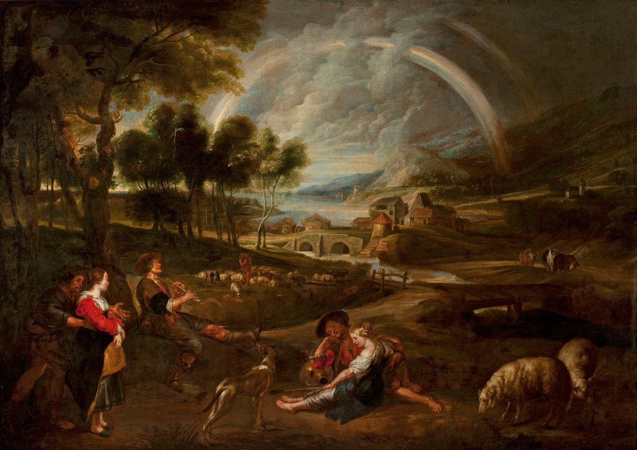 Landschap met regenboog door Peter Paul Rubens