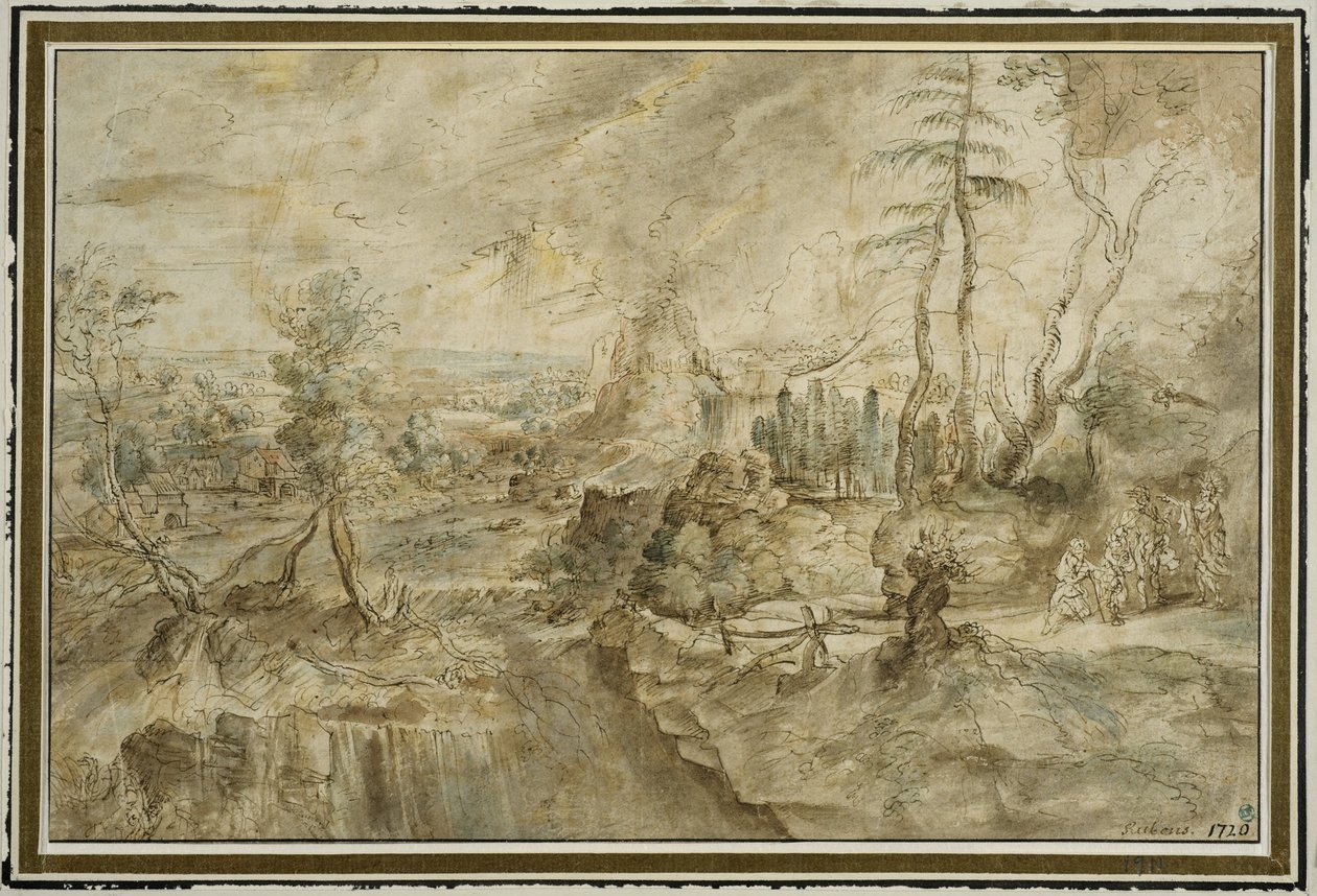 Landschap met Philemon en Baucis door Peter Paul Rubens
