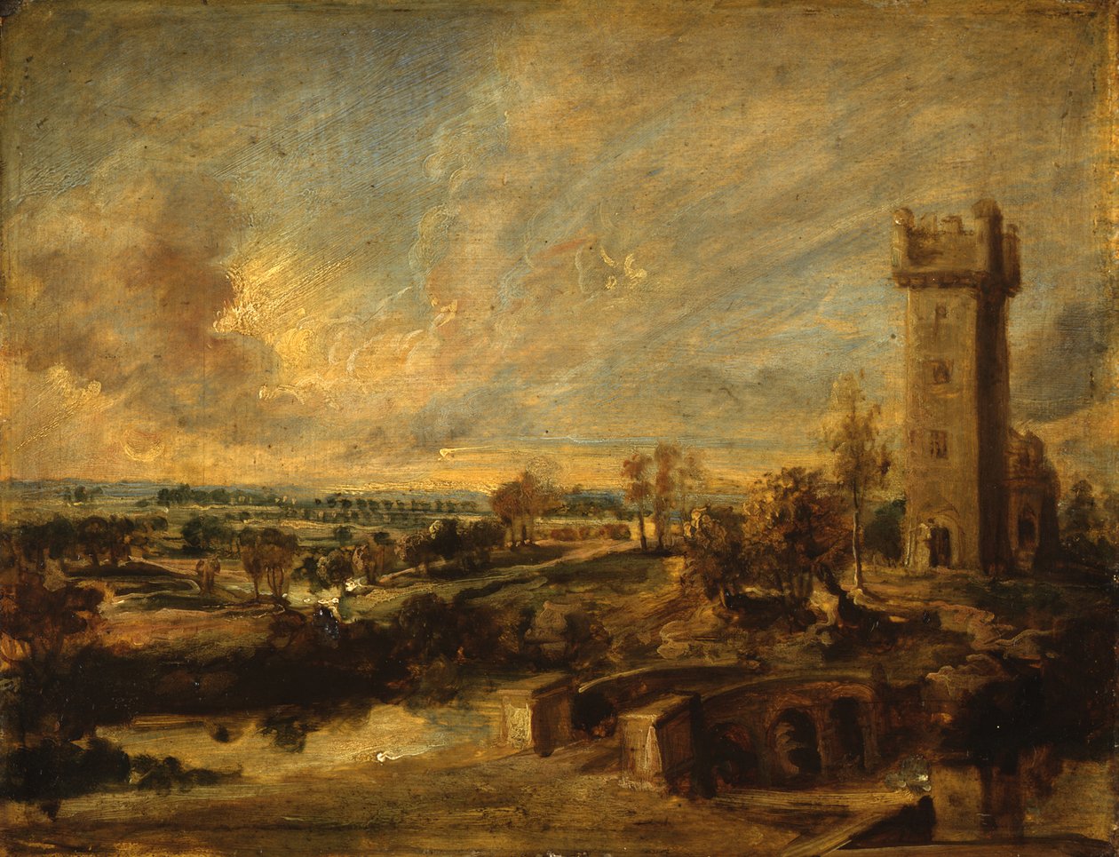 Landschap met toren door Peter Paul Rubens