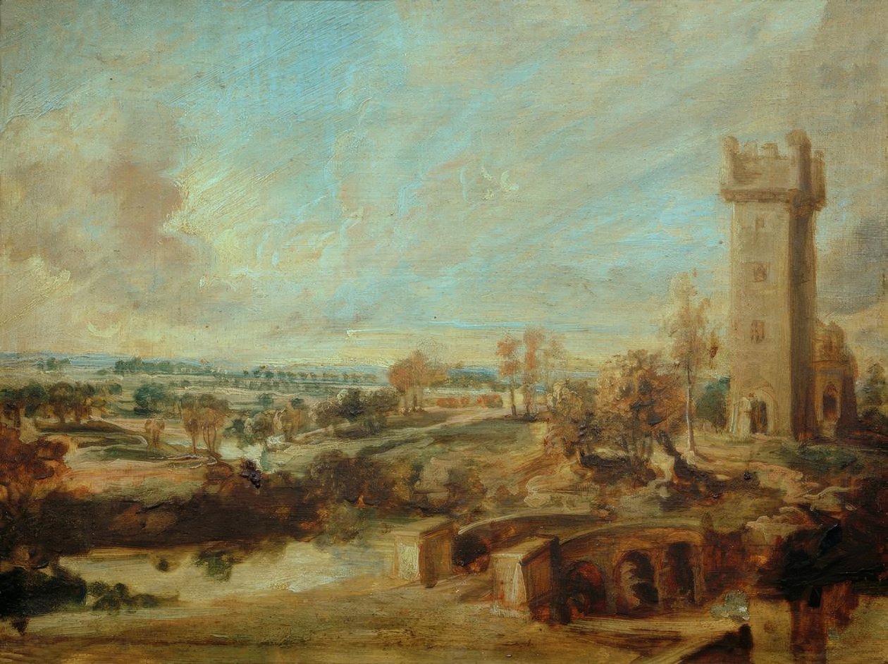 Landschap met toren door Peter Paul Rubens