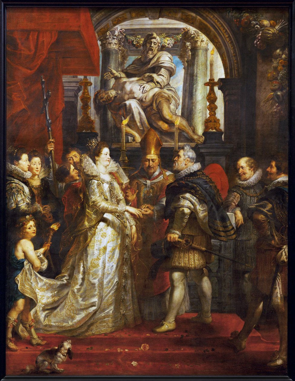 Het huwelijk bij volmacht van Marie de Medicis en Henri IV in Florence door Peter Paul Rubens