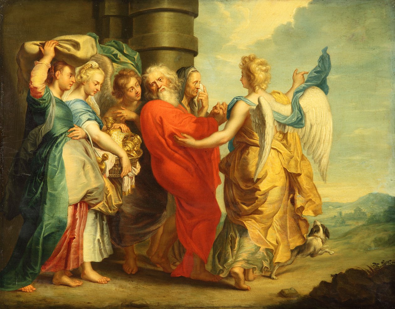 Lot vertrekt met zijn dochters uit Sodom door Peter Paul Rubens