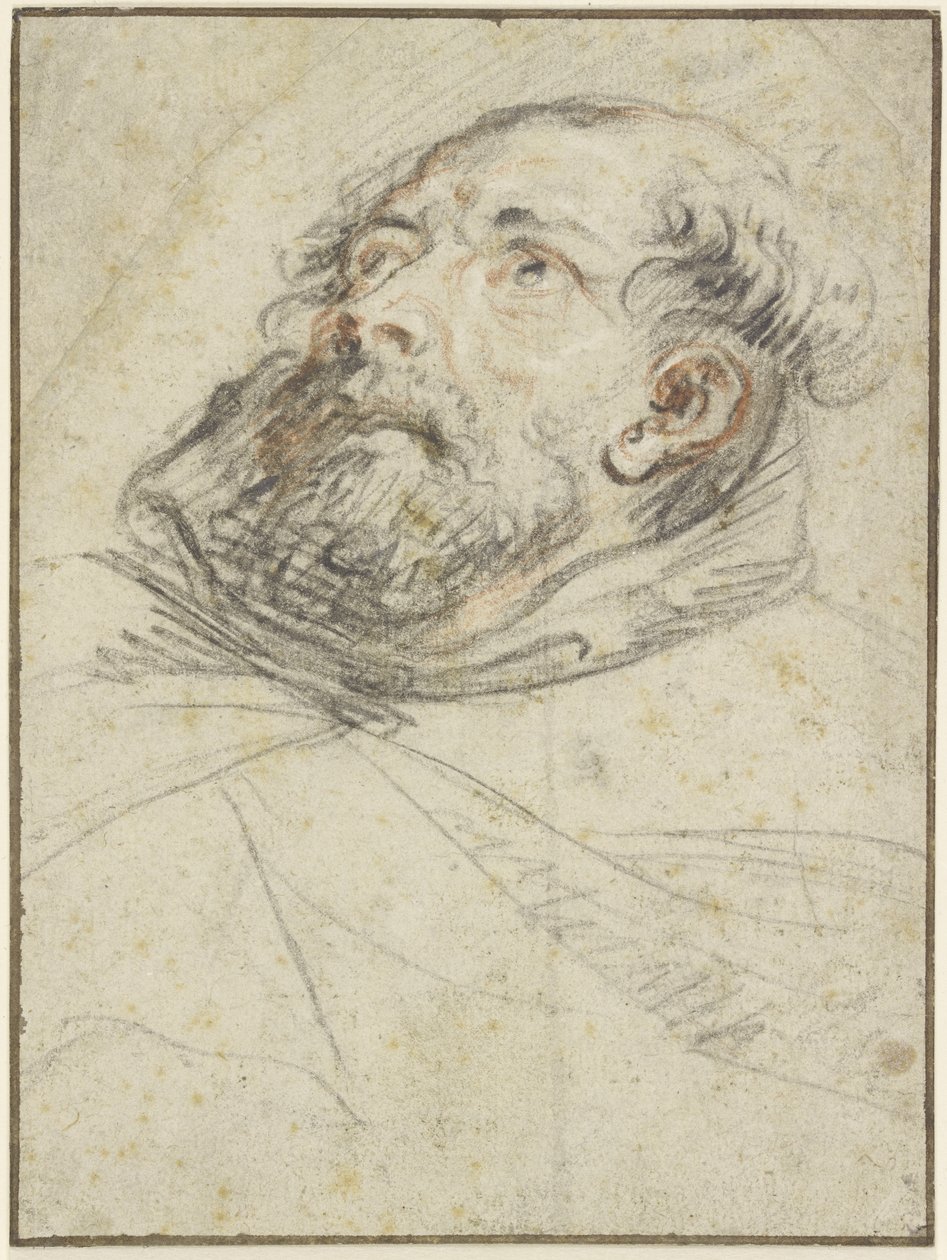 Monnik die omhoog kijkt (Exemplum doloris) door Peter Paul Rubens