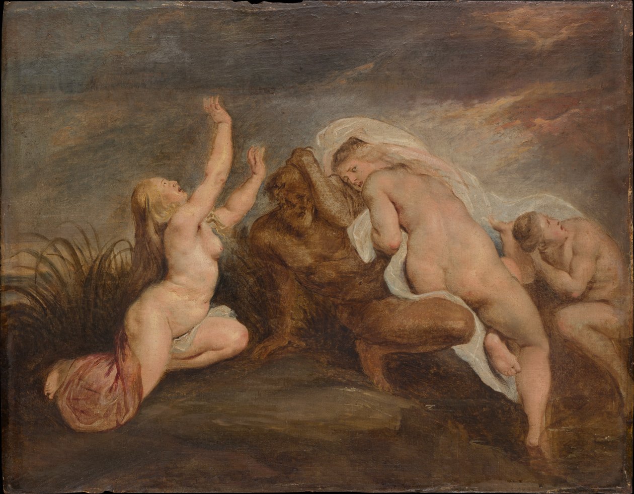 Nimfen en de riviergod (Fragment van een afbeelding van de val van Phaeton) door Peter Paul Rubens