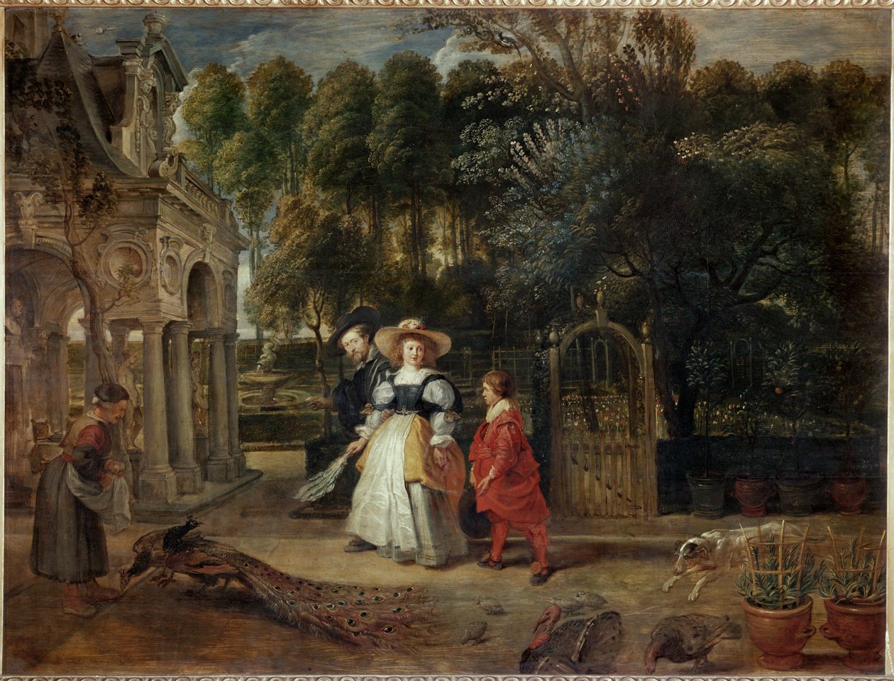 Peter Paul Rubens en zijn tweede vrouw Helene Fourment in de tuin (olieverf op doek) door Peter Paul Rubens
