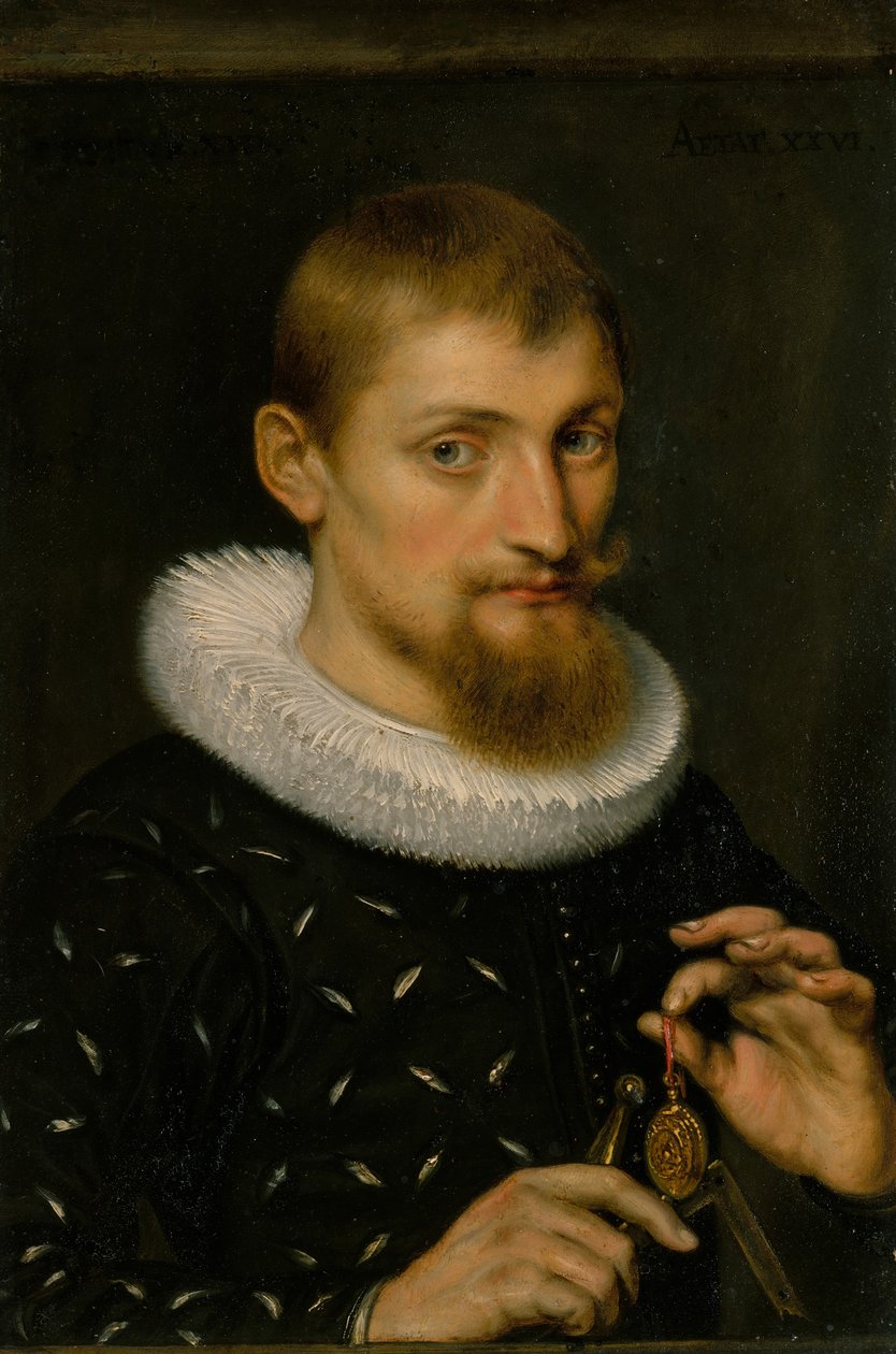 Portret van een man, mogelijk een architect of geograaf, 1597 door Peter Paul Rubens