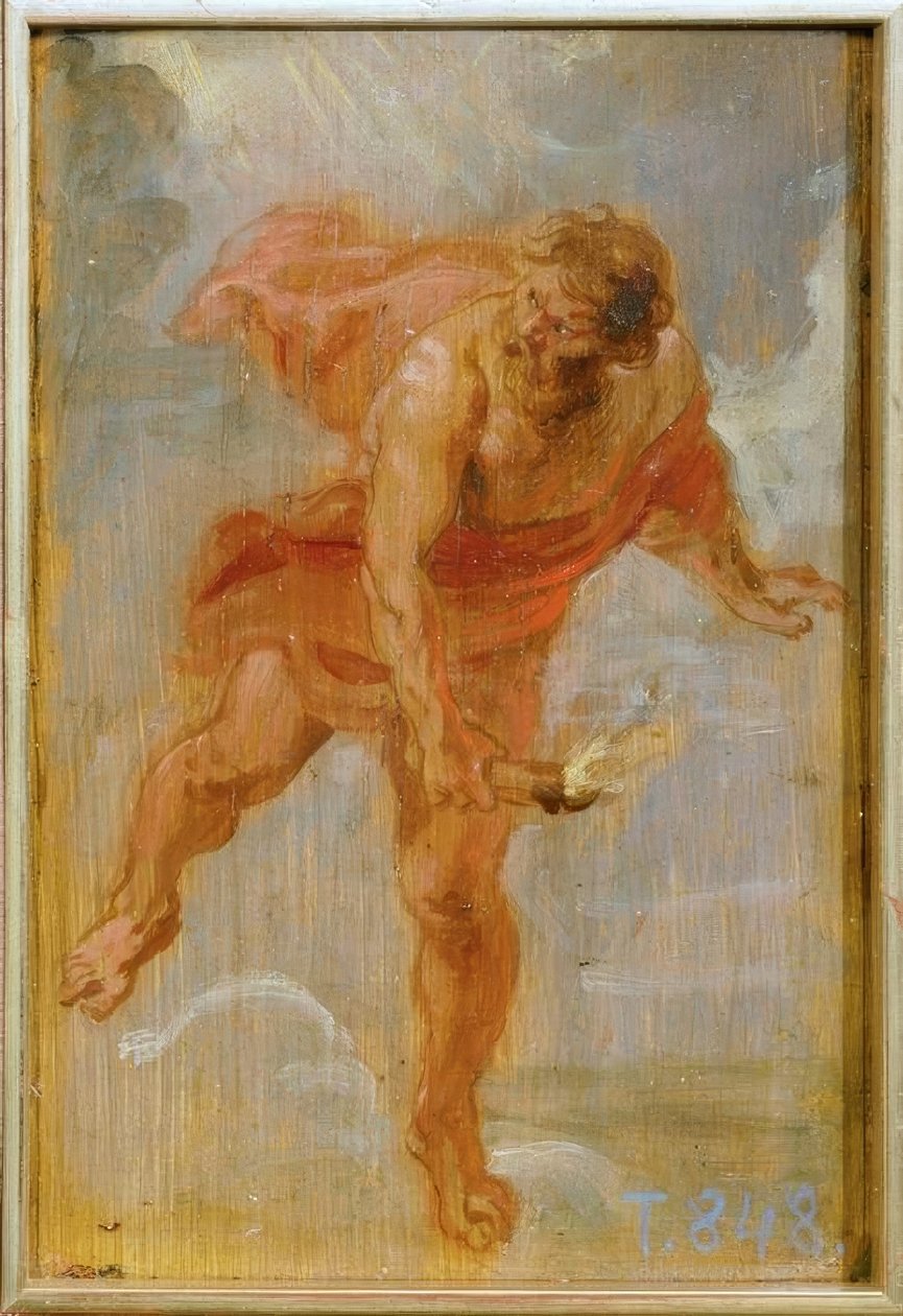 Prometheus brengt het vuur naar de aarde door Peter Paul Rubens