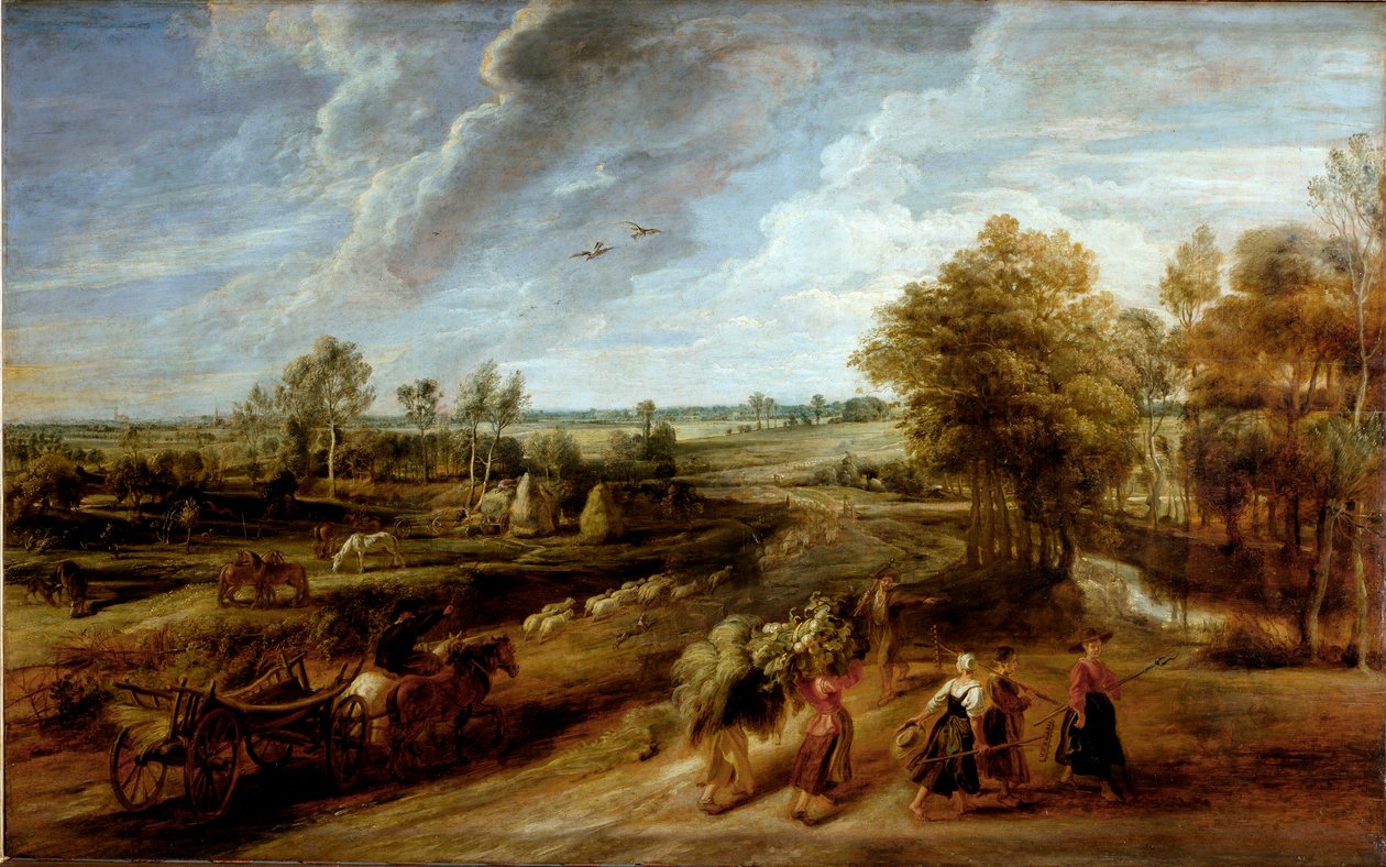 Terugkeer van de boeren na de werkdag op het veld door Peter Paul Rubens
