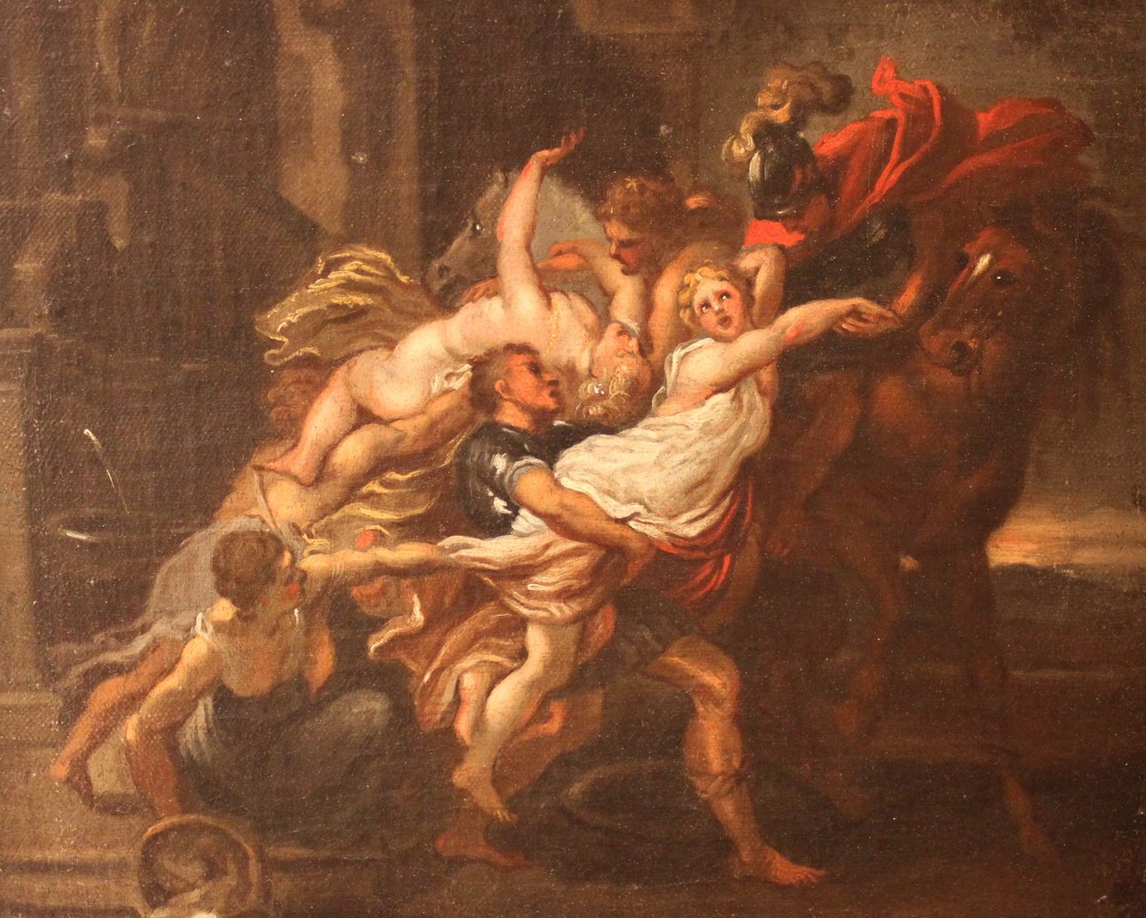 Die Entführung der Sabinerinnen, Öl auf Leinwand, Unbekannter Künstler door Peter Paul Rubens