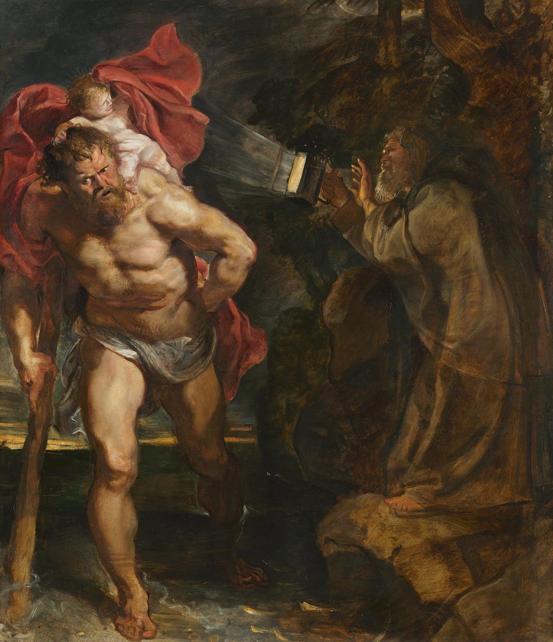 Sint-Christoffel en de kluizenaar door Peter Paul Rubens