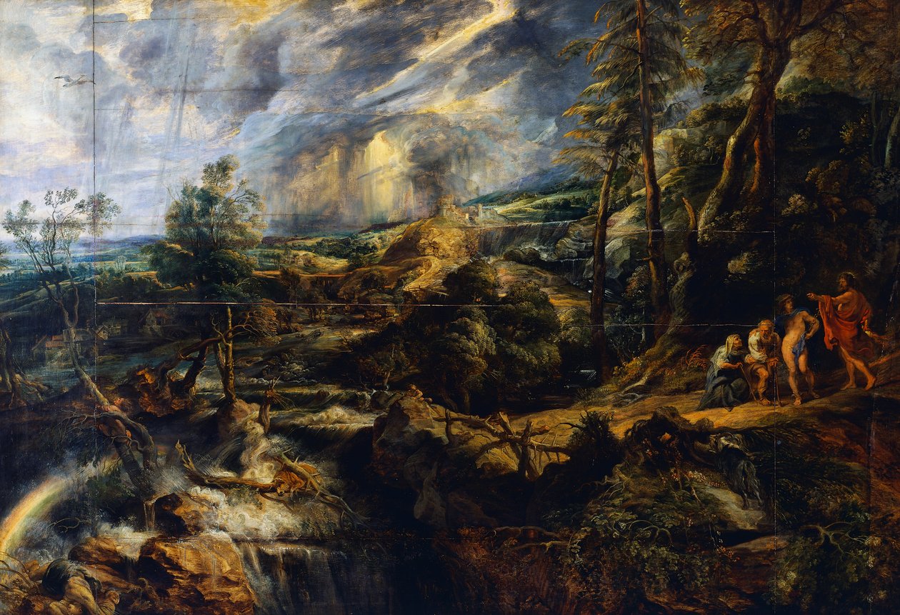 Stormachtig landschap, c.1625 door Peter Paul Rubens
