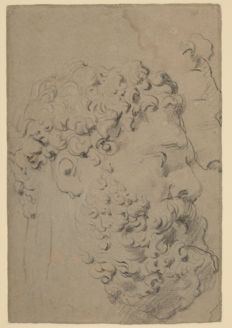 Studies van het hoofd en profiel van de Farnese Hercules gezien vanuit een lager gezichtspunt door Peter Paul Rubens