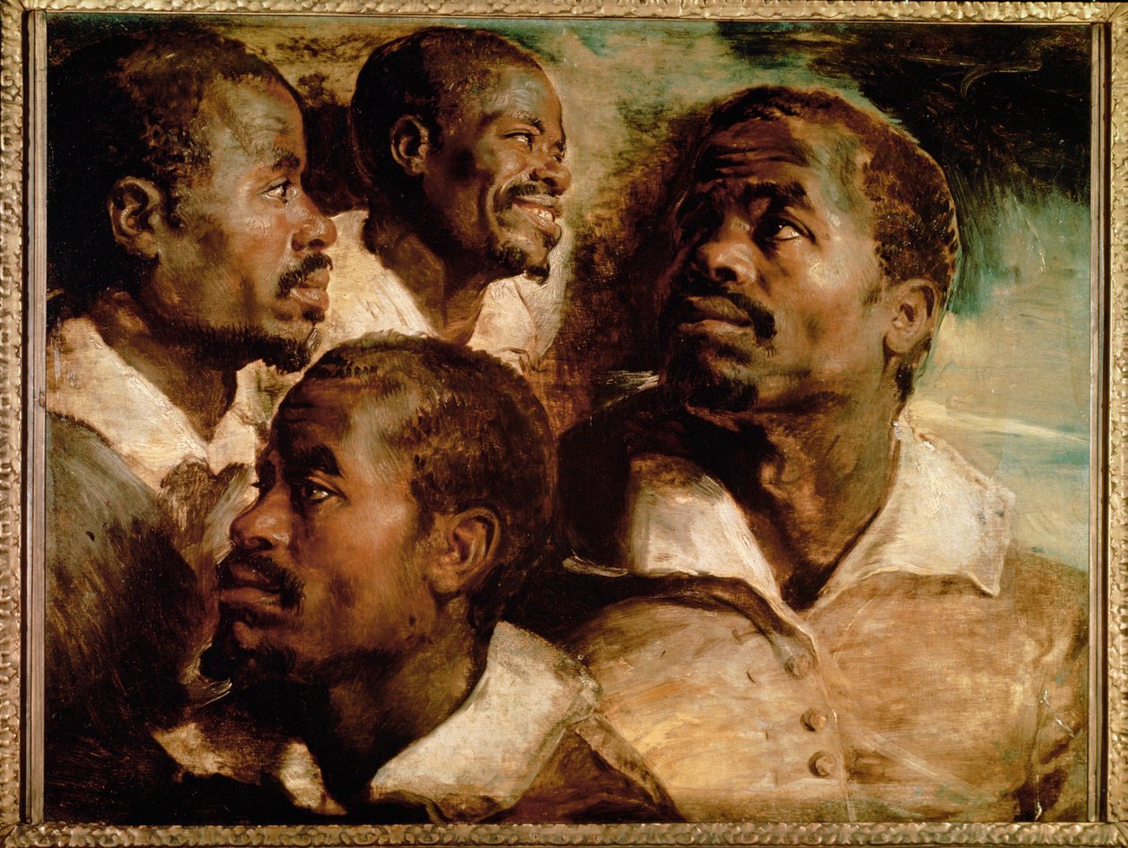 Studies van het hoofd van een zwarte man (schilderij op doek) door Peter Paul Rubens