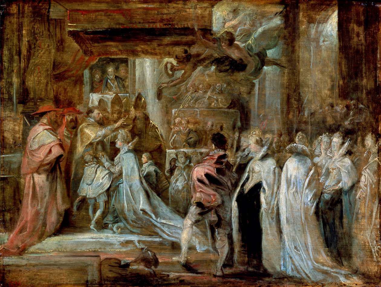 De kroning van Marie de Medici, 1622 door Peter Paul Rubens