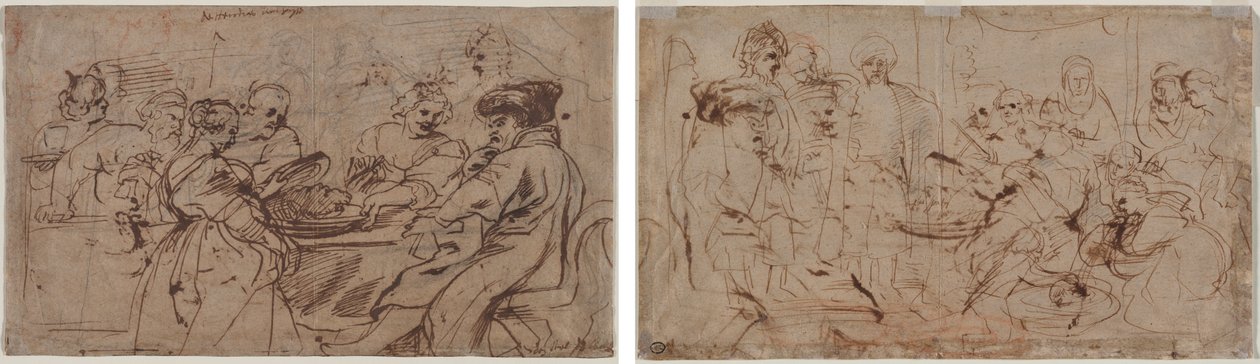 Het Feest van Herodes (recto) Tomyris met het Hoofd van Cyrus (verso) door Peter Paul Rubens