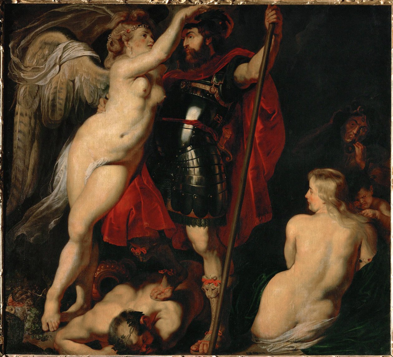 De Held van de Deugd, Mars, gekroond door de Godin van de Overwinning (schilderij op doek) door Peter Paul Rubens