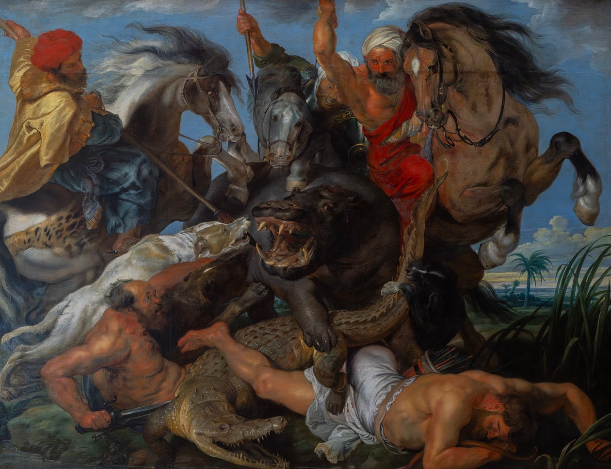 De jacht op nijlpaard en krokodil door Peter Paul Rubens