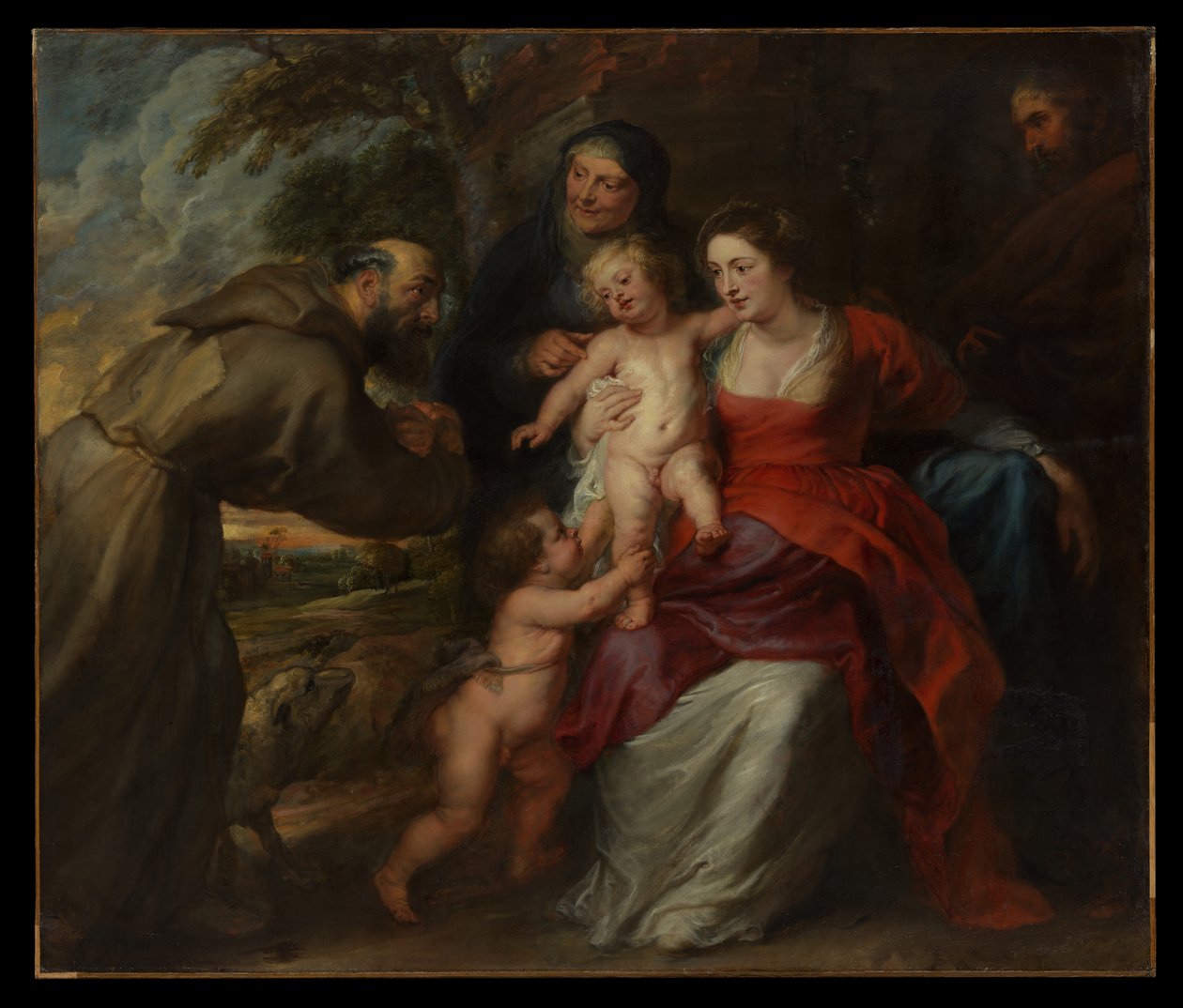 De Heilige Familie met de heiligen Franciscus en Anna en het kind Johannes de Doper door Peter Paul Rubens