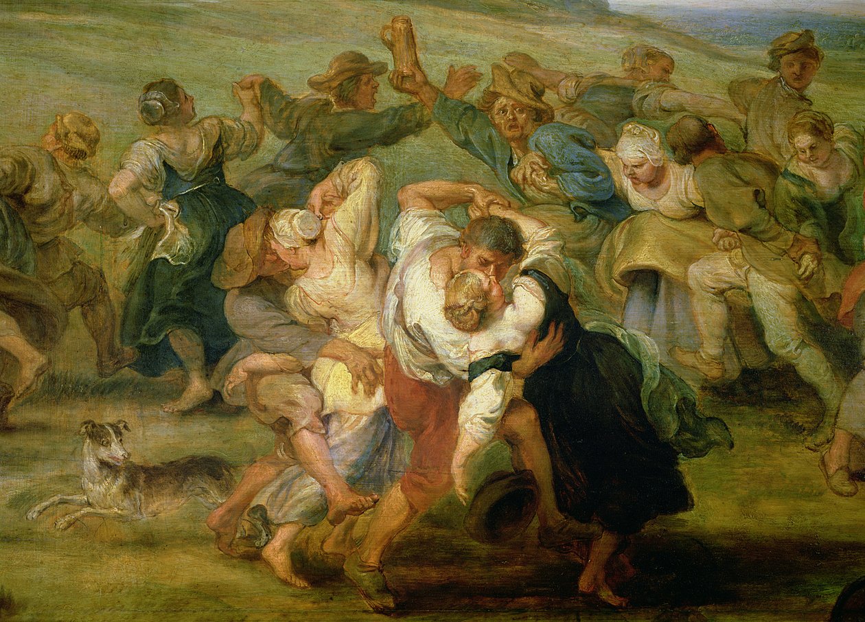 De Kermis, detail van dansende boeren door Peter Paul Rubens