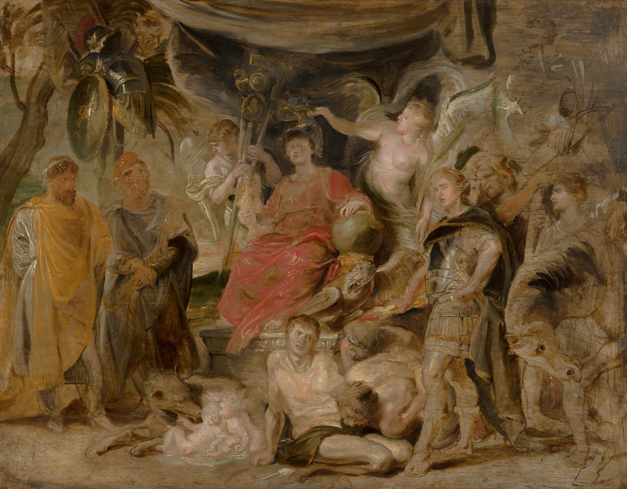De triomf van Rome: de jonge keizer Constantijn eert Rome door Peter Paul Rubens