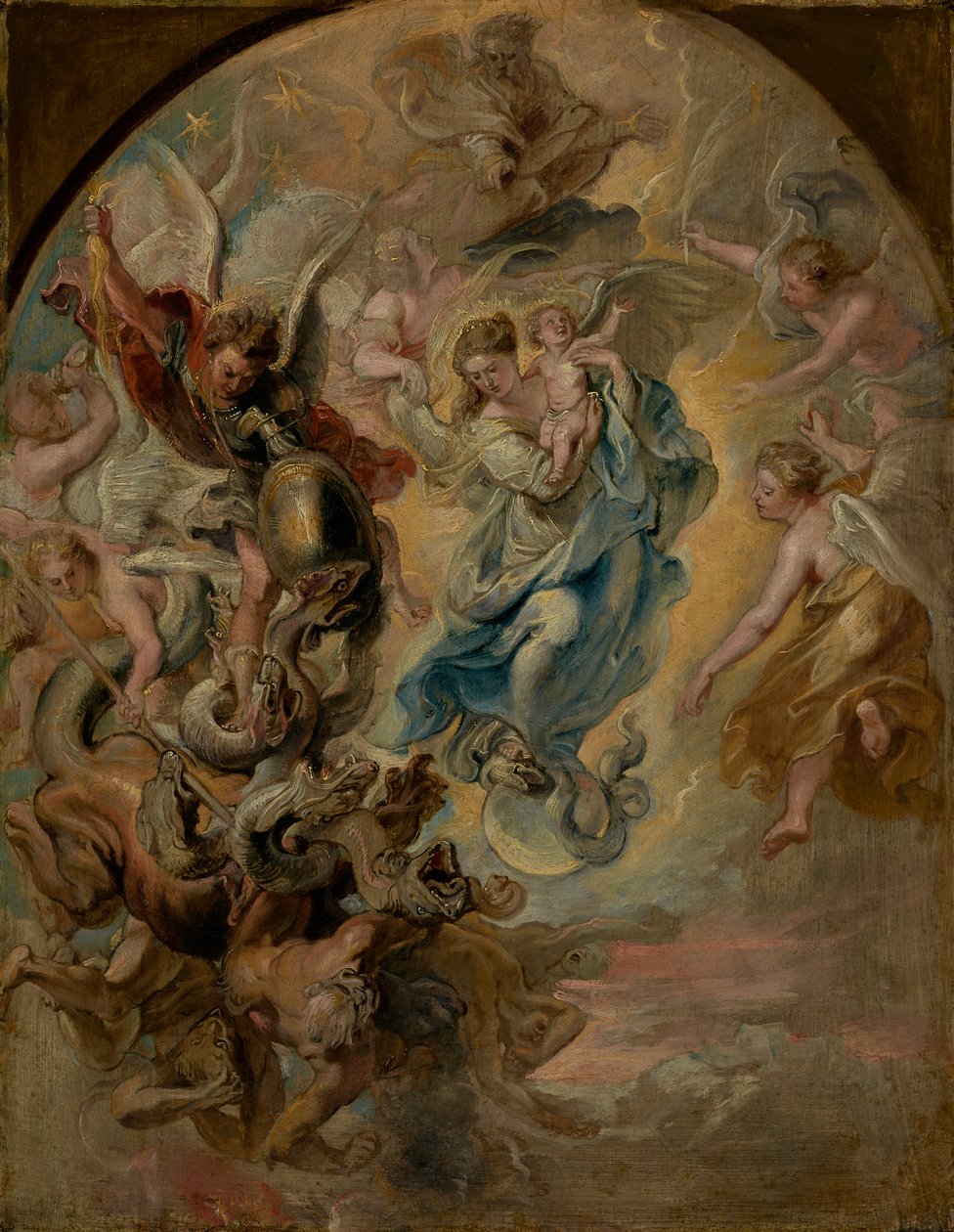 De Maagd als de vrouw van de Apocalyps door Peter Paul Rubens