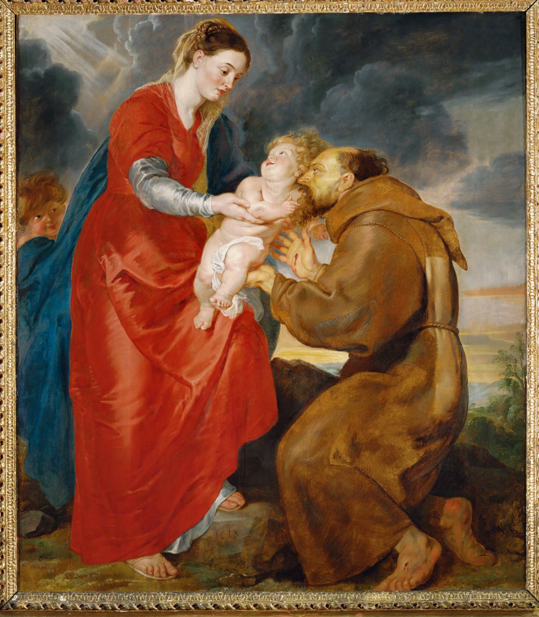 De Maagd presenteert het kindje Jezus aan Franciscus door Peter Paul Rubens