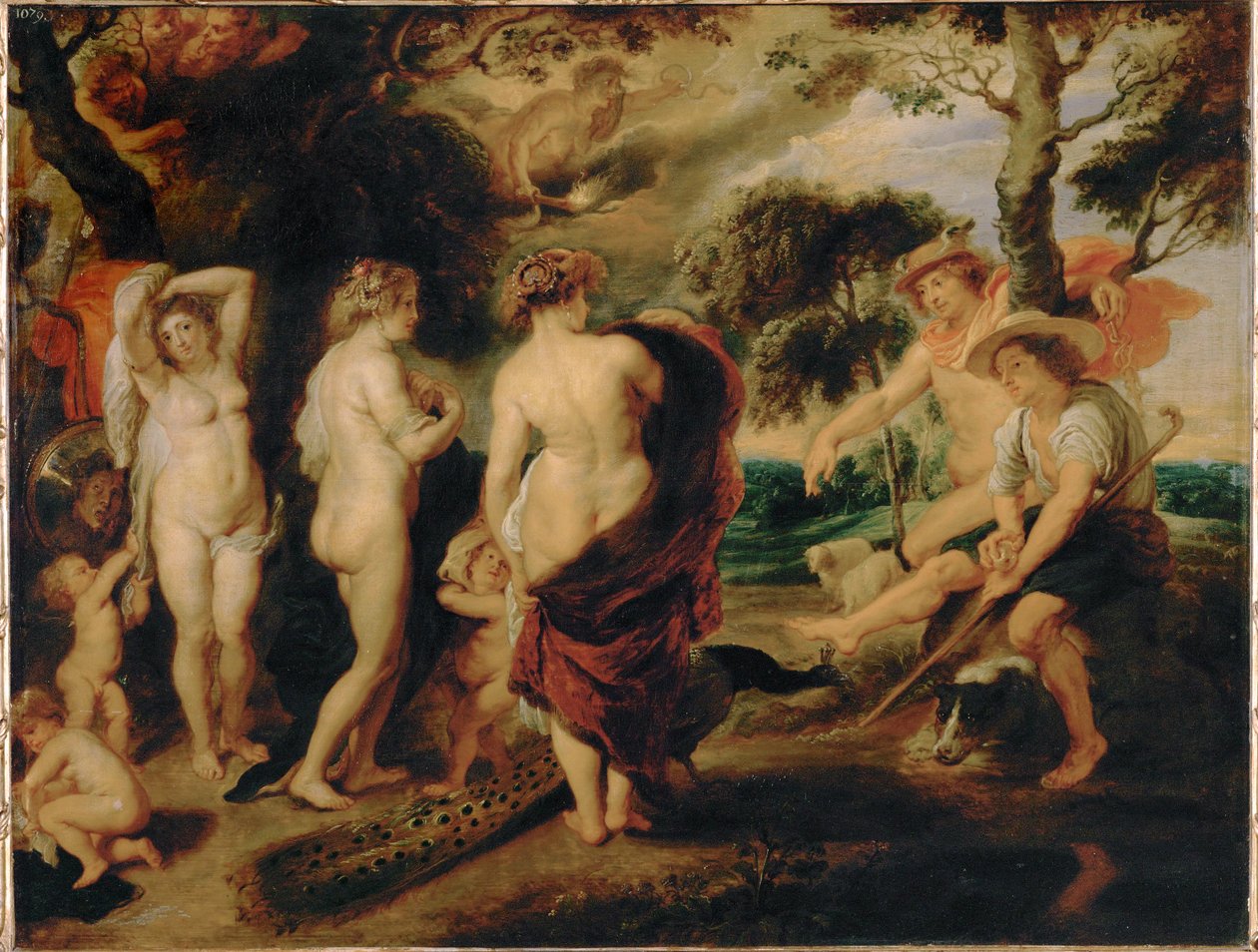 Het oordeel van Parijs (schilderij op eikenhout) door Peter Paul Rubens