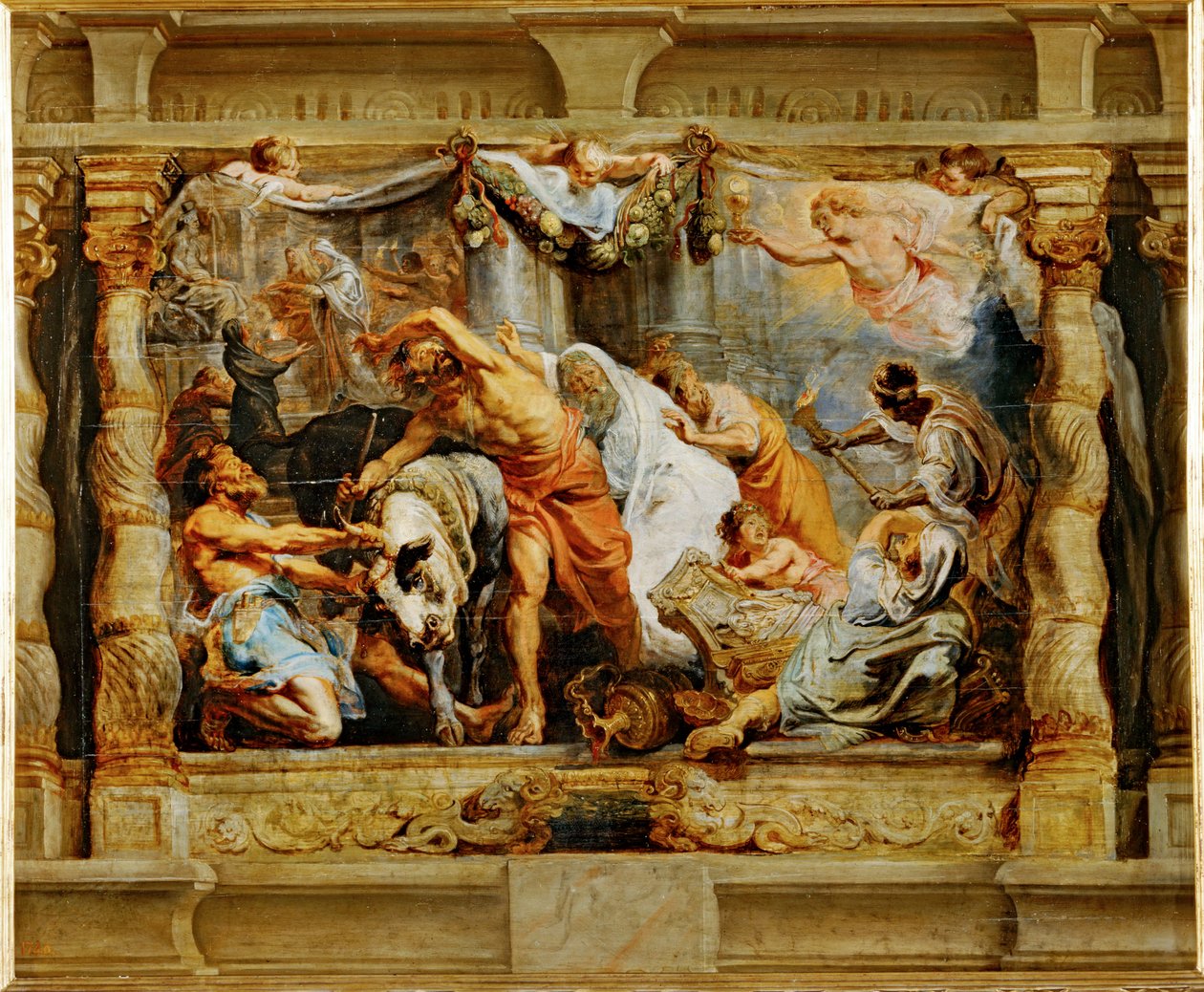 De triomf van de eucharistie over afgoderij (schilderij op doek) door Peter Paul Rubens