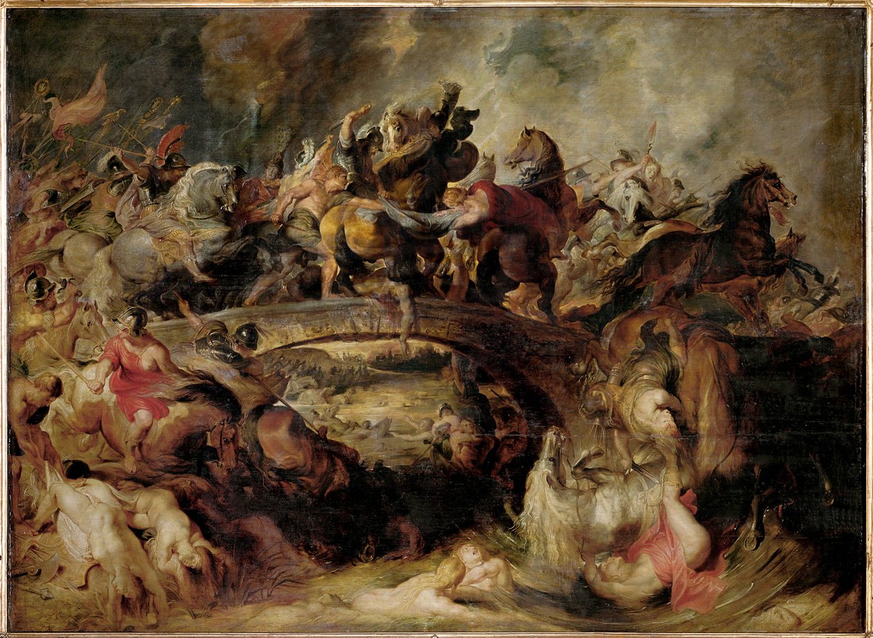 Theseus, koning van Athene, vecht tegen Talestris (schilderij op eikenhout) door Peter Paul Rubens