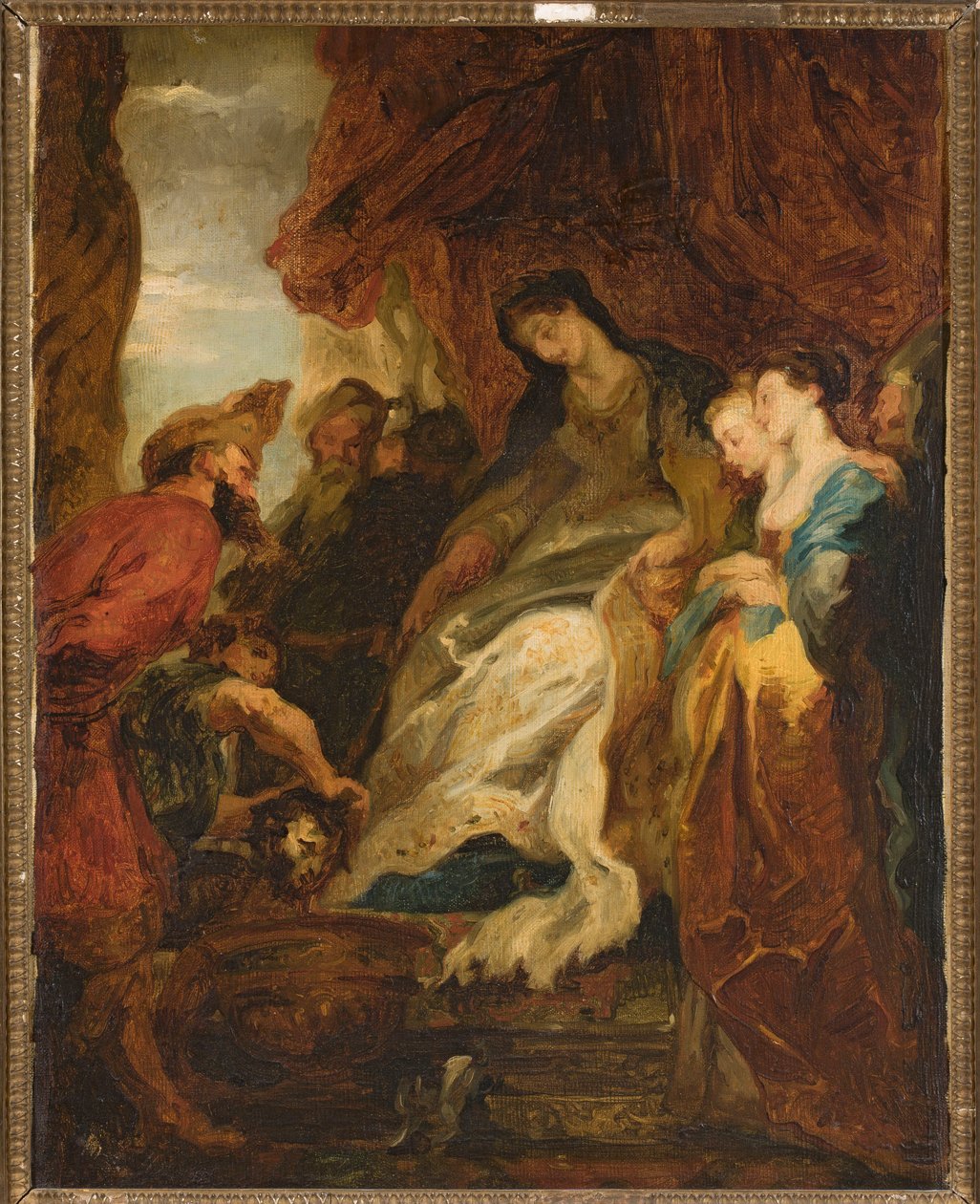 Tomyris beveelt het hoofd van Cyrus in een kom met bloed onder te dompelen (Herodotus, Historiën, I, 214) door Peter Paul Rubens