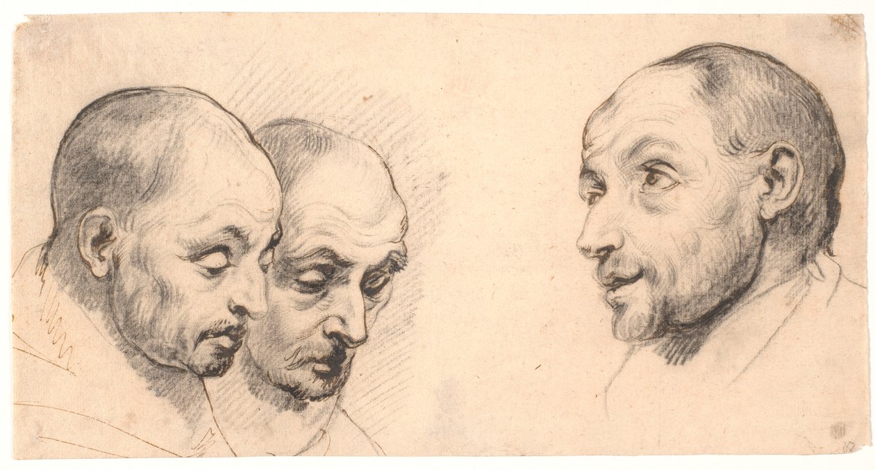 Drie mannenhoofden door Peter Paul Rubens