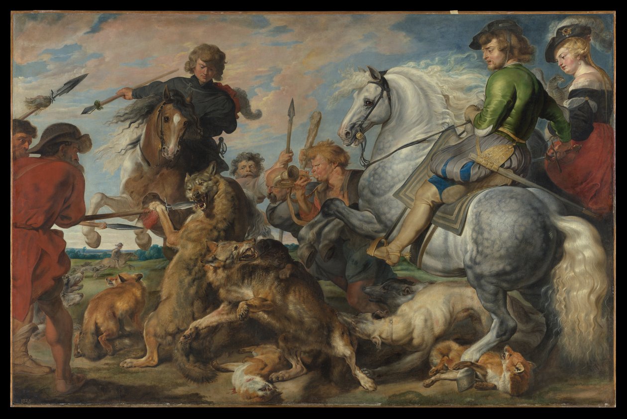 Jacht op wolven en vossen door Peter Paul Rubens
