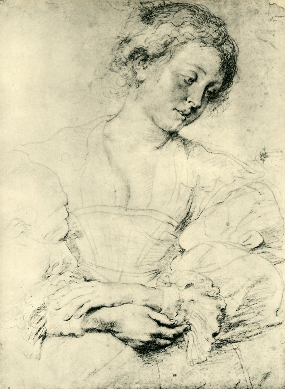 Jonge vrouw met gevouwen handen, 1629-1630, 1943 door Peter Paul Rubens