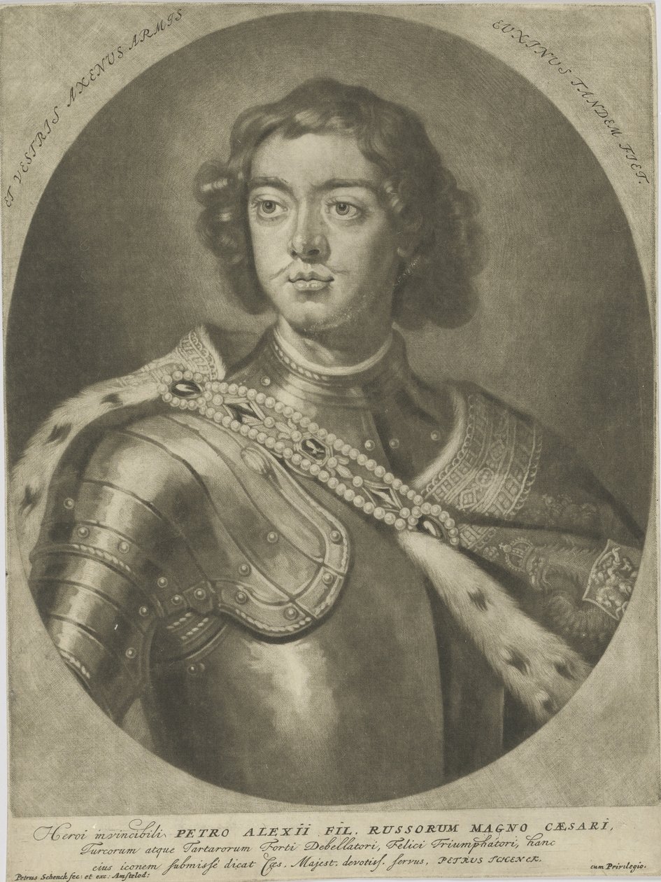 Portret van keizer Peter I de Grote 1672-1725 door Peter Schenk