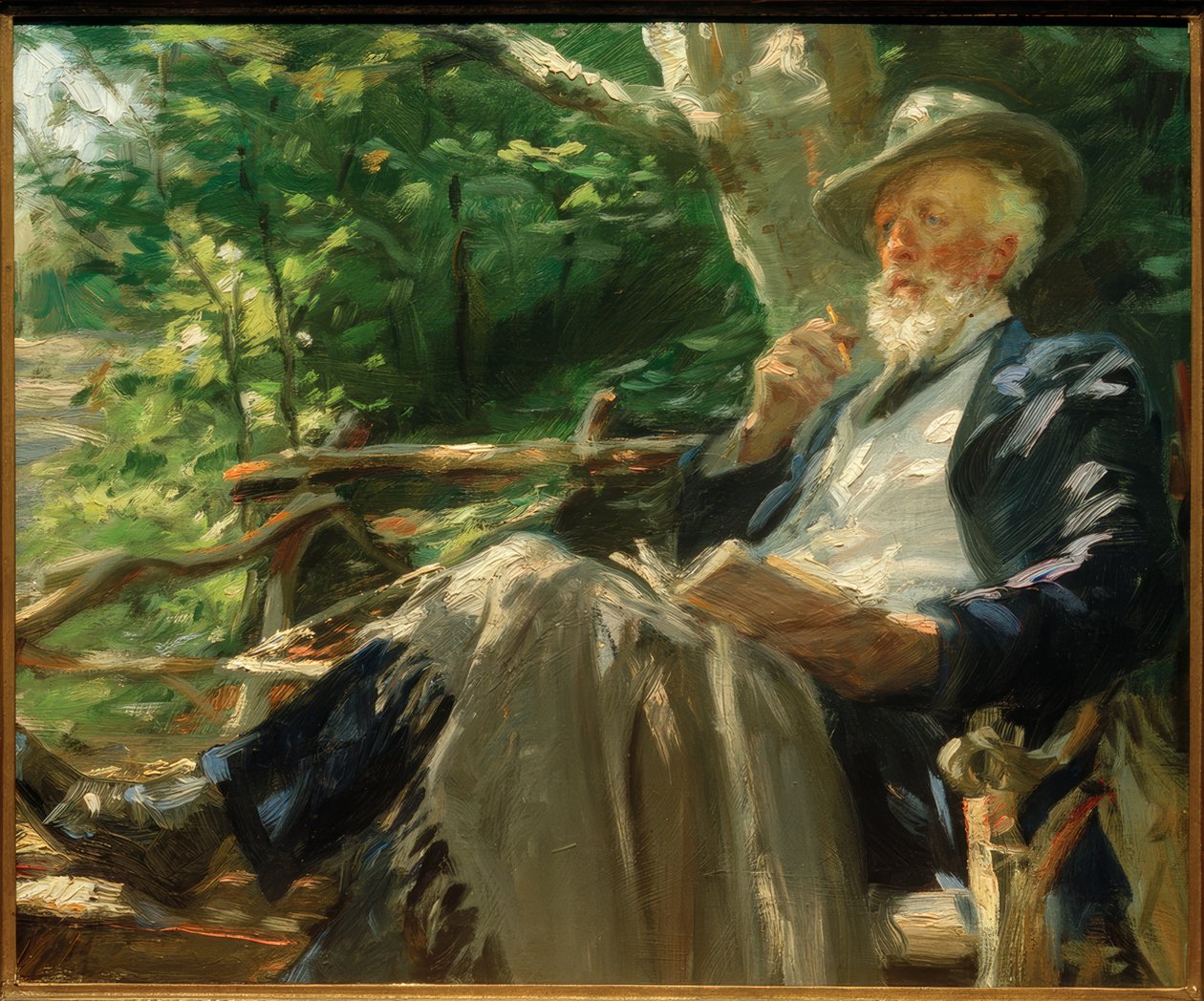 Portret van de dichter Holger Drachmann in het Skagener bos door Peder Severin Krøyer