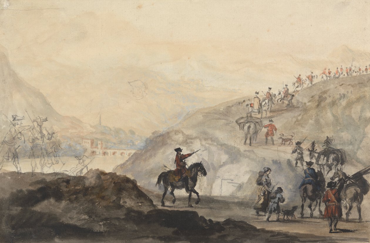 Cavalerietroepen en kampvolgers onderweg door Peter Tillemans