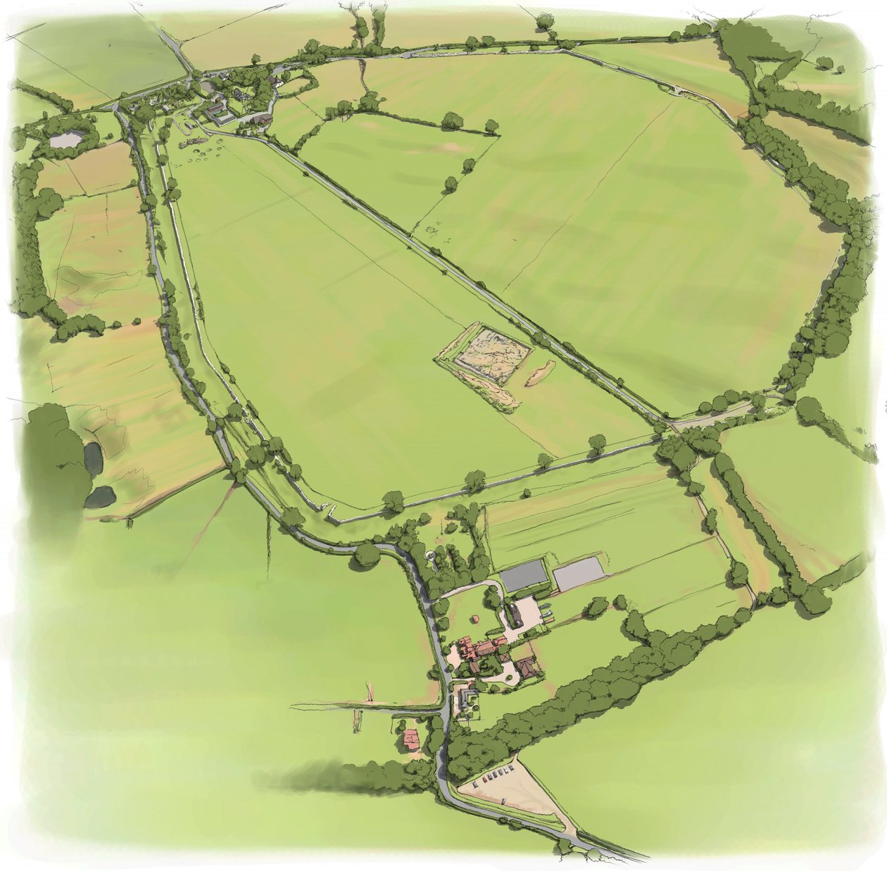 Luchtfoto van Silchester Romeinse Stadswallen vanuit het Noordwesten, ca. 2010 door Peter Urmston