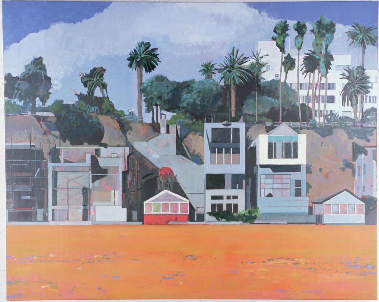 Huizen onder de klif, Santa Monica, VS, 2002 (olieverf op linnen) door Peter Wilson