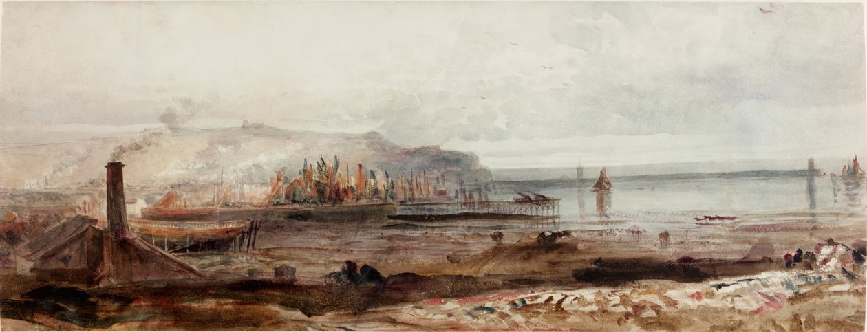 Uitzicht op een Haven, rond 1830-1840 door Peter de Wint