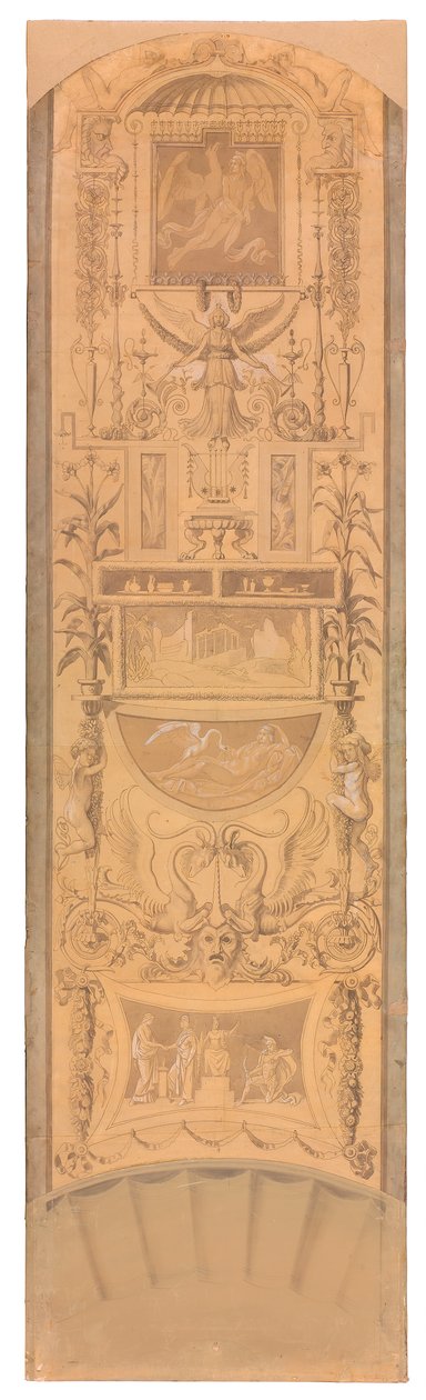 Arabeske mit Darstellungen des Ganymed, der Leda und der Verwundung Achills door Peter von Cornelius