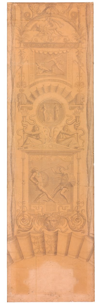 Arabeske mit Darstellungen des Ödipus, des Eteokles und Polyneikes door Peter von Cornelius