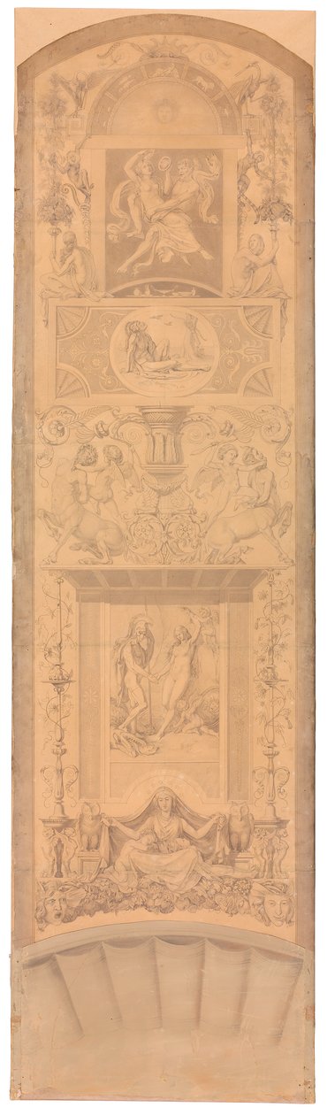 Arabeske mit Darstellungen des Raubes der Persephone, des verwundeten Philoktet und der Befreiung der Andromeda door Peter von Cornelius