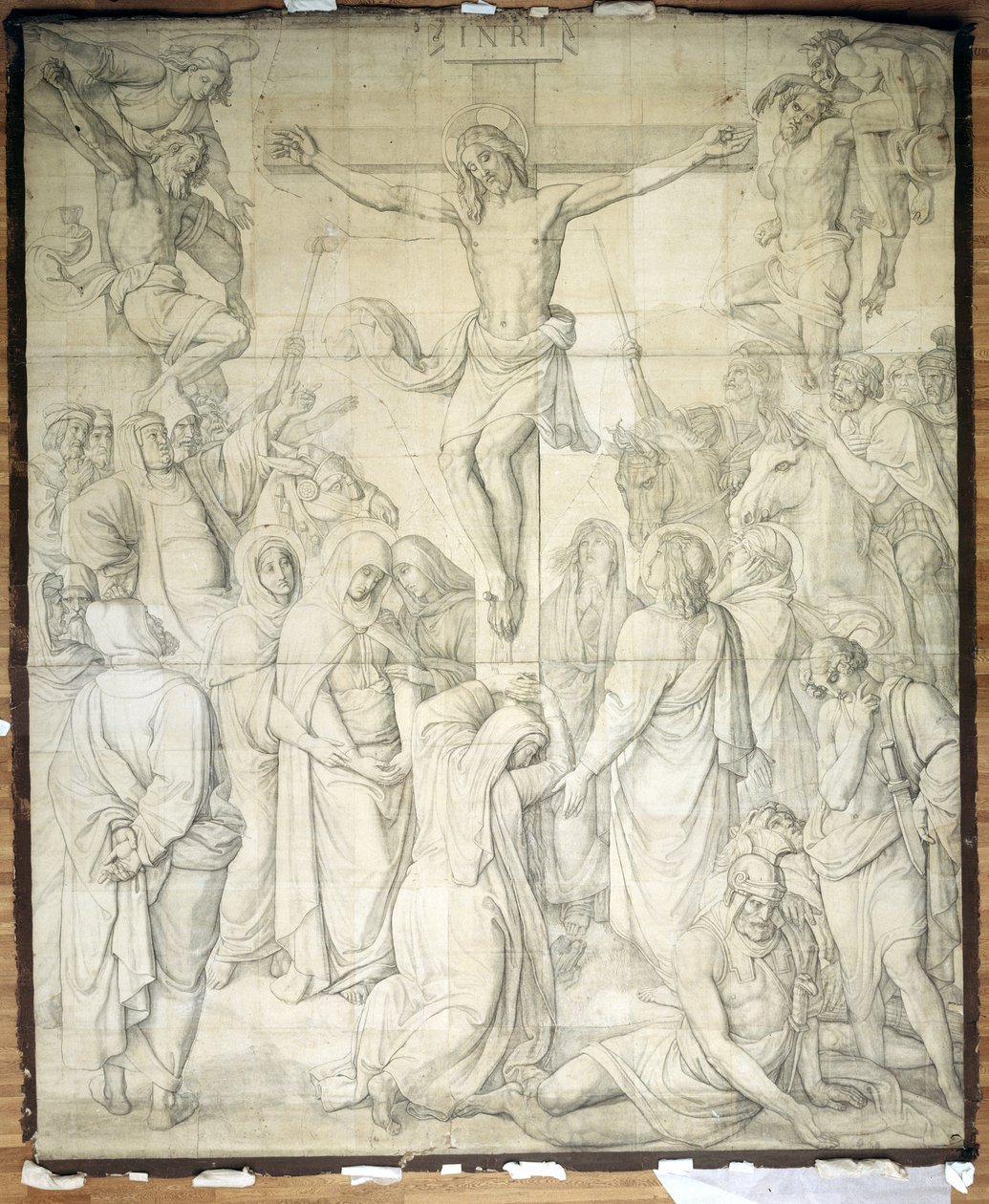 Christus aan het kruis. Karton voor de fresco